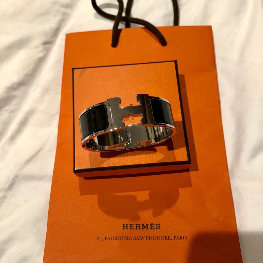 Hermès Clic H Black/Silver Bracelet NWT